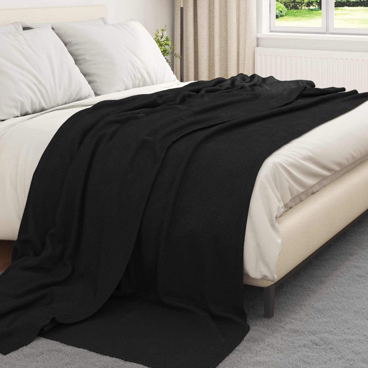 vidaXL Ριχτάρια 24 pcs Μαύρο 240 x 220 cm Μαλλί