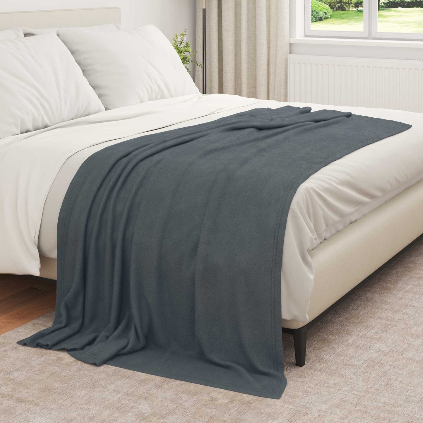 vidaXL Κουβέρτα Σκούρο Γκρι 210 x 140 εκ Μαλλί