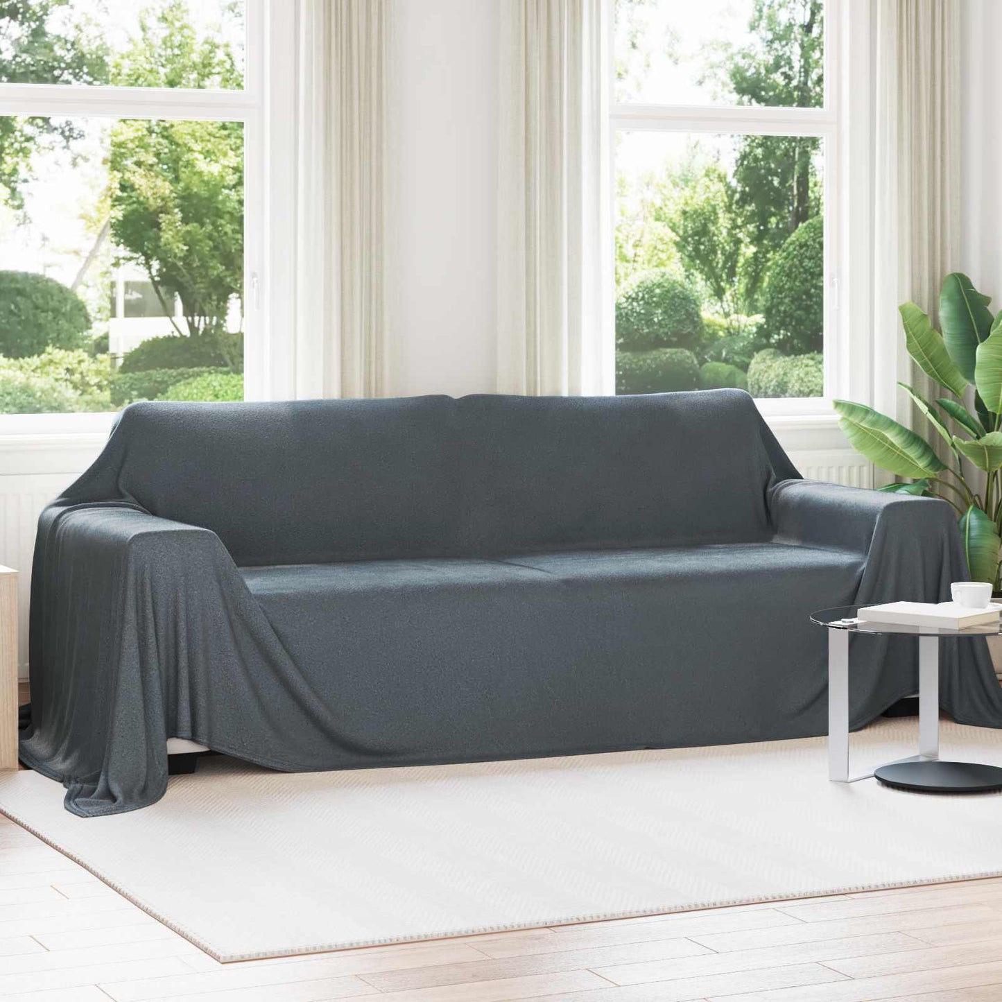 vidaXL Κουβέρτα Σκούρο Γκρι 350 x 270 εκ. Μαλλί