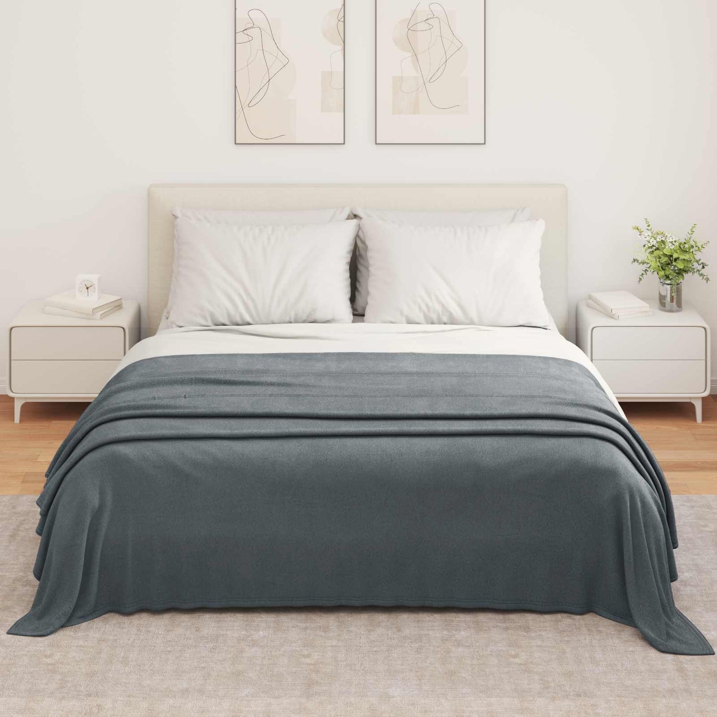 vidaXL Κουβέρτα Σκούρο Γκρι 350 x 270 εκ. Μαλλί
