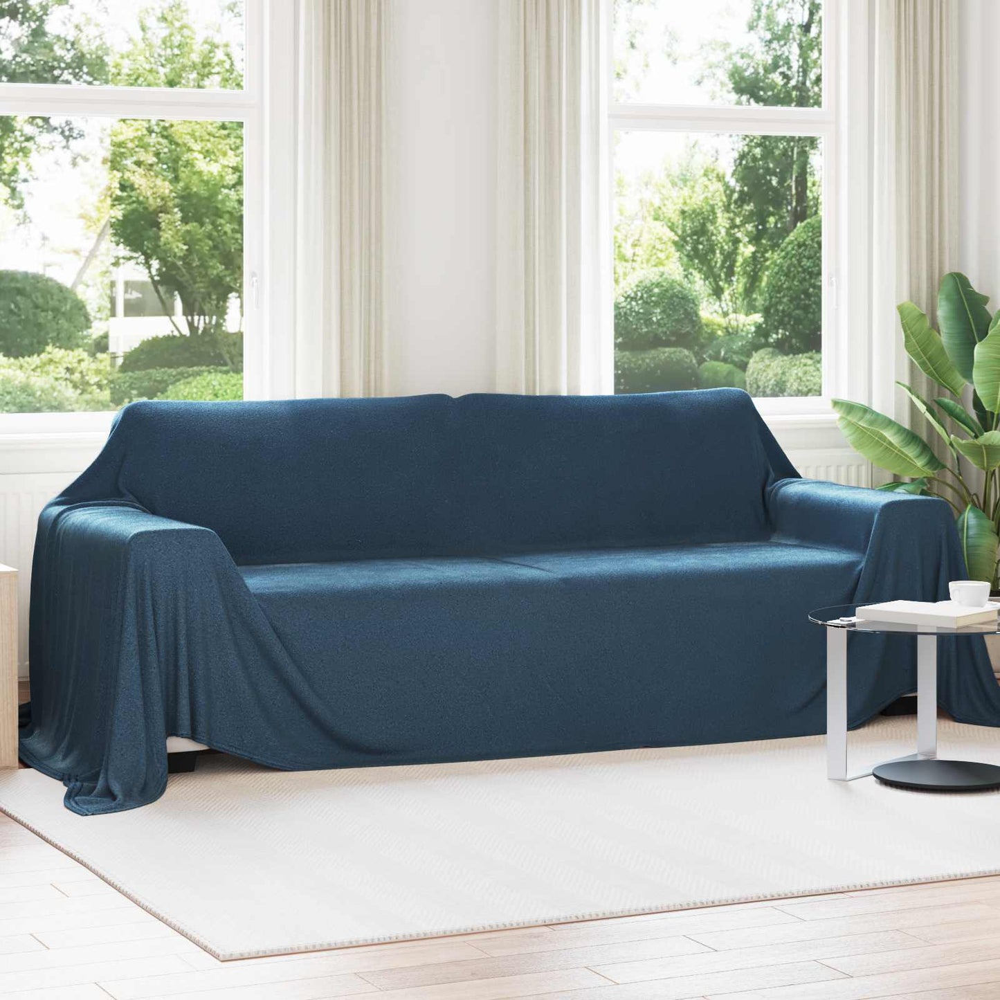 vidaXL Κουβέρτα Σκούρο μπλε 350 x 270 εκ. Μαλλί