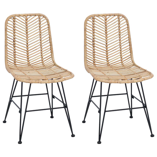vidaXL Καρέκλα τραπεζαρίας 2 pcs Φυσικό 44.5 x 55 x 85 εκ.