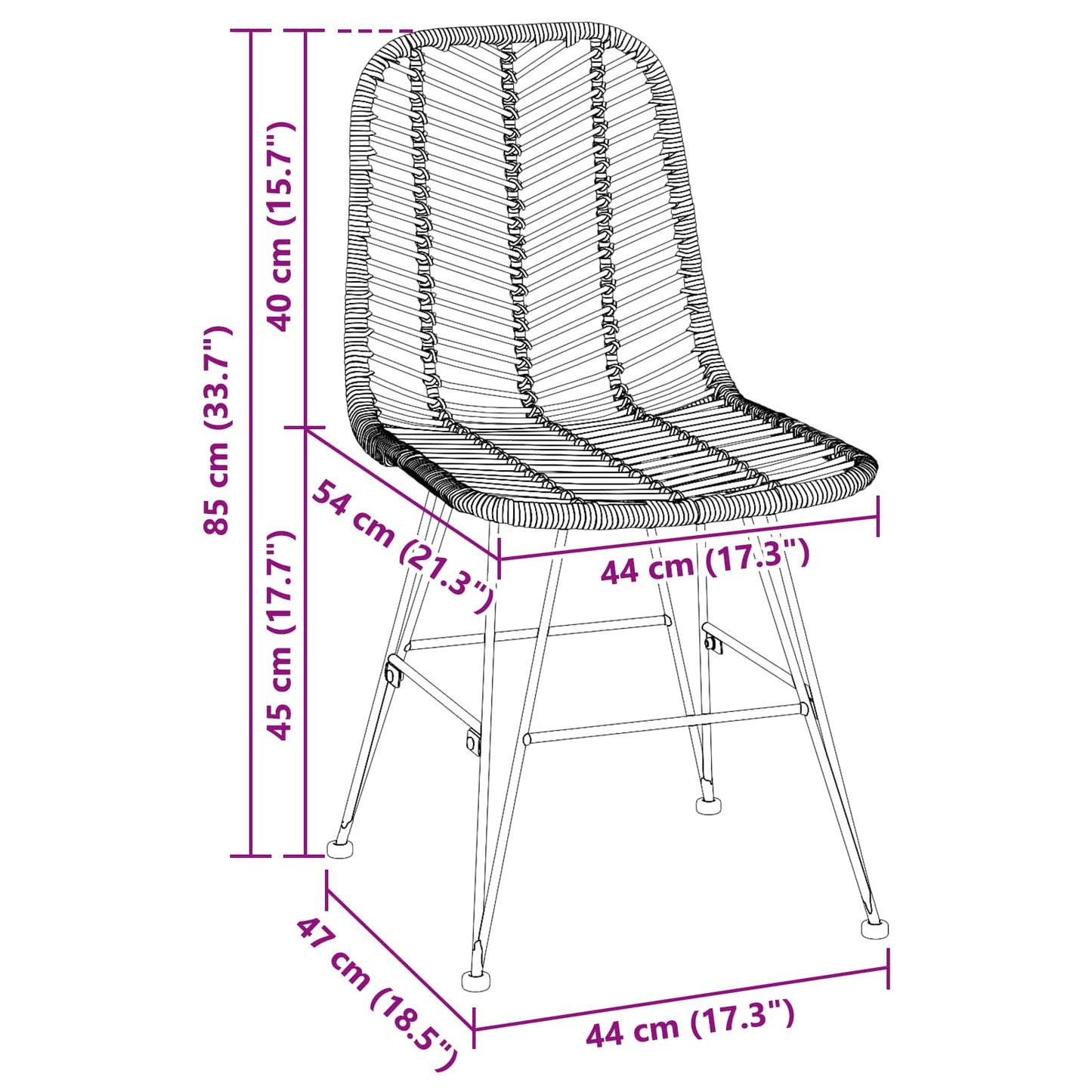 vidaXL Καρέκλα τραπεζαρίας 2 pcs Φυσικό 44.5 x 55 x 85 εκ.