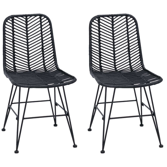 vidaXL Καρέκλα τραπεζαρίας 2 pcs Μαύρο 44.5 x 55 x 85 εκ.