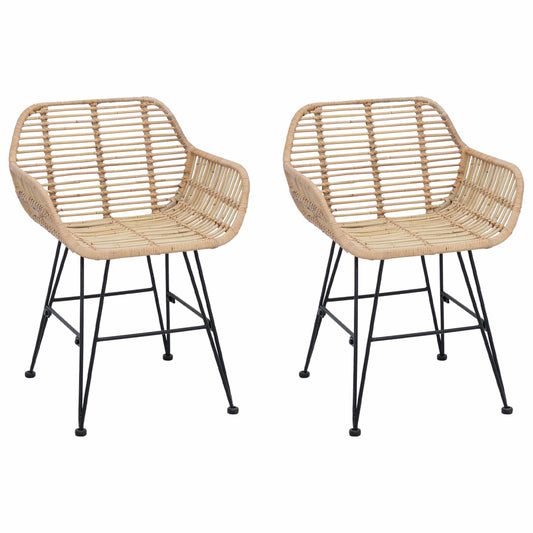 vidaXL Καρέκλα τραπεζαρίας 2 pcs Φυσικό 55 x 50 x 74 εκ