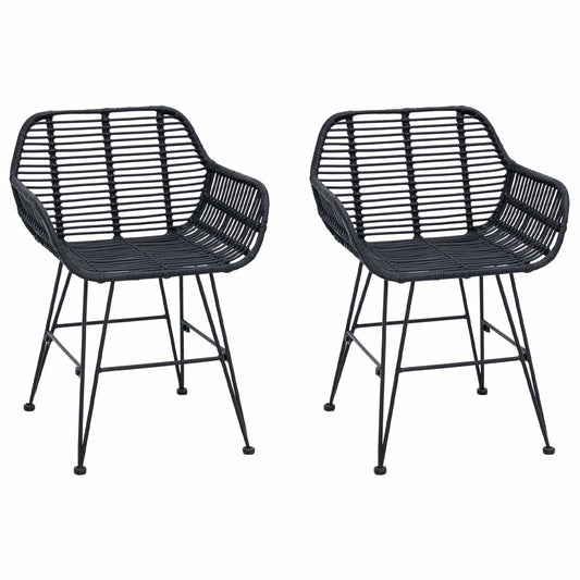 vidaXL Καρέκλα τραπεζαρίας 2 pcs Μαύρο 55 x 50 x 74 εκ