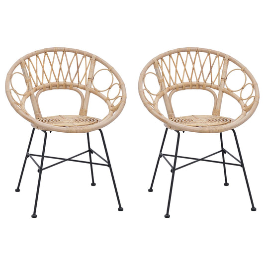 vidaXL Καρέκλα τραπεζαρίας 2 pcs Φυσικό 65 x 55,5 x 81 εκ