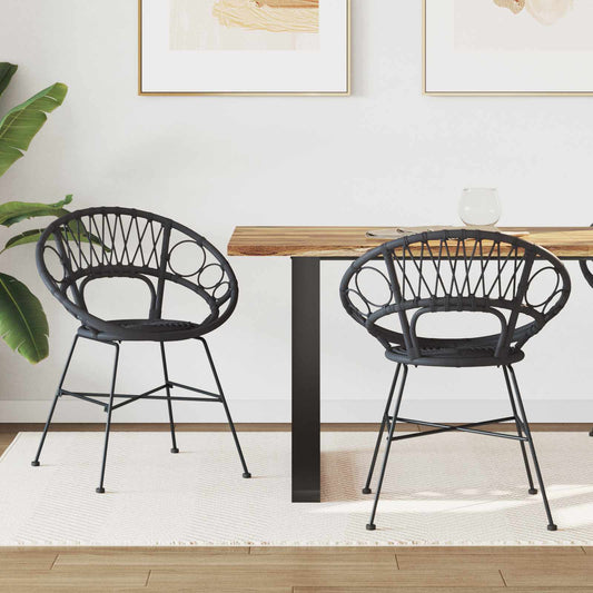 vidaXL Καρέκλα τραπεζαρίας 2 pcs Μαύρο 65 x 55,5 x 81 εκ