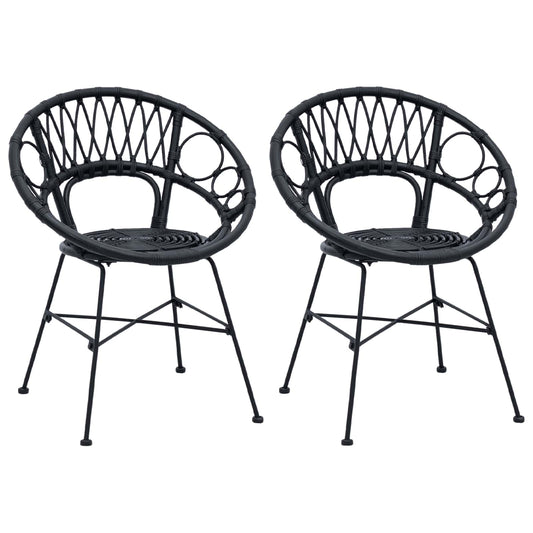 vidaXL Καρέκλα τραπεζαρίας 2 pcs Μαύρο 65 x 55,5 x 81 εκ