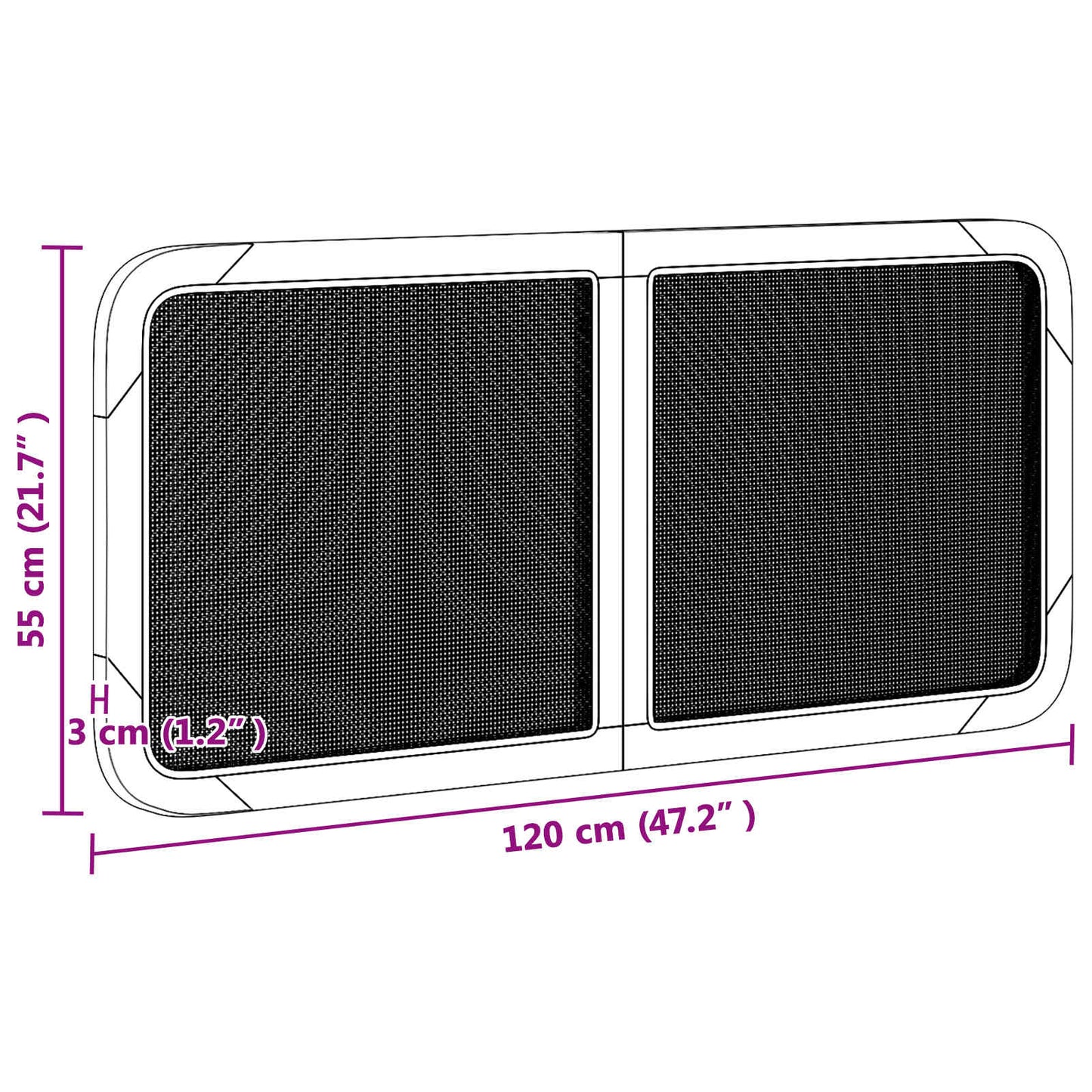 vidaXL Κεφαλάρι με κεφαλάρι Μαύρο 120 x 55 x 3 εκ. Ρατάν