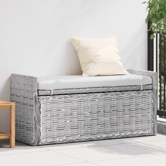 vidaXL Παγκάκι με αποθήκευση Λευκό πλύσιμο 110 x 40 x 50 εκ Ρατάν