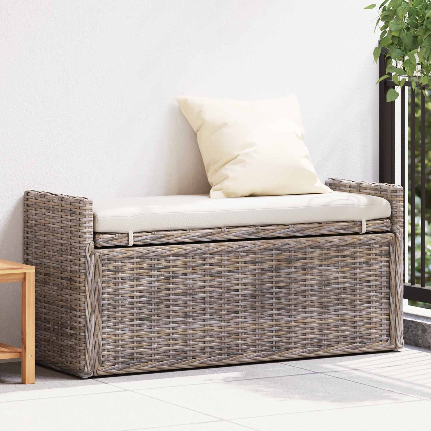 vidaXL Παγκάκι με αποθήκευση GENDT Γκρι 110 x 40 x 50 εκ Ρατάν