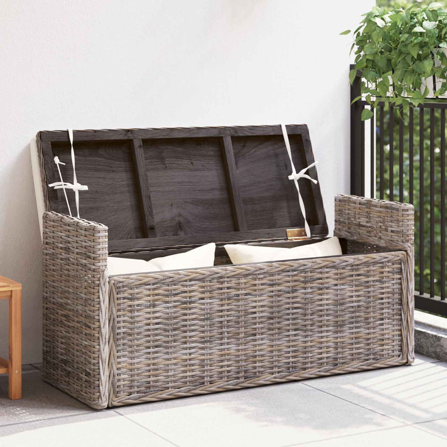 vidaXL Παγκάκι με αποθήκευση GENDT Γκρι 110 x 40 x 50 εκ Ρατάν
