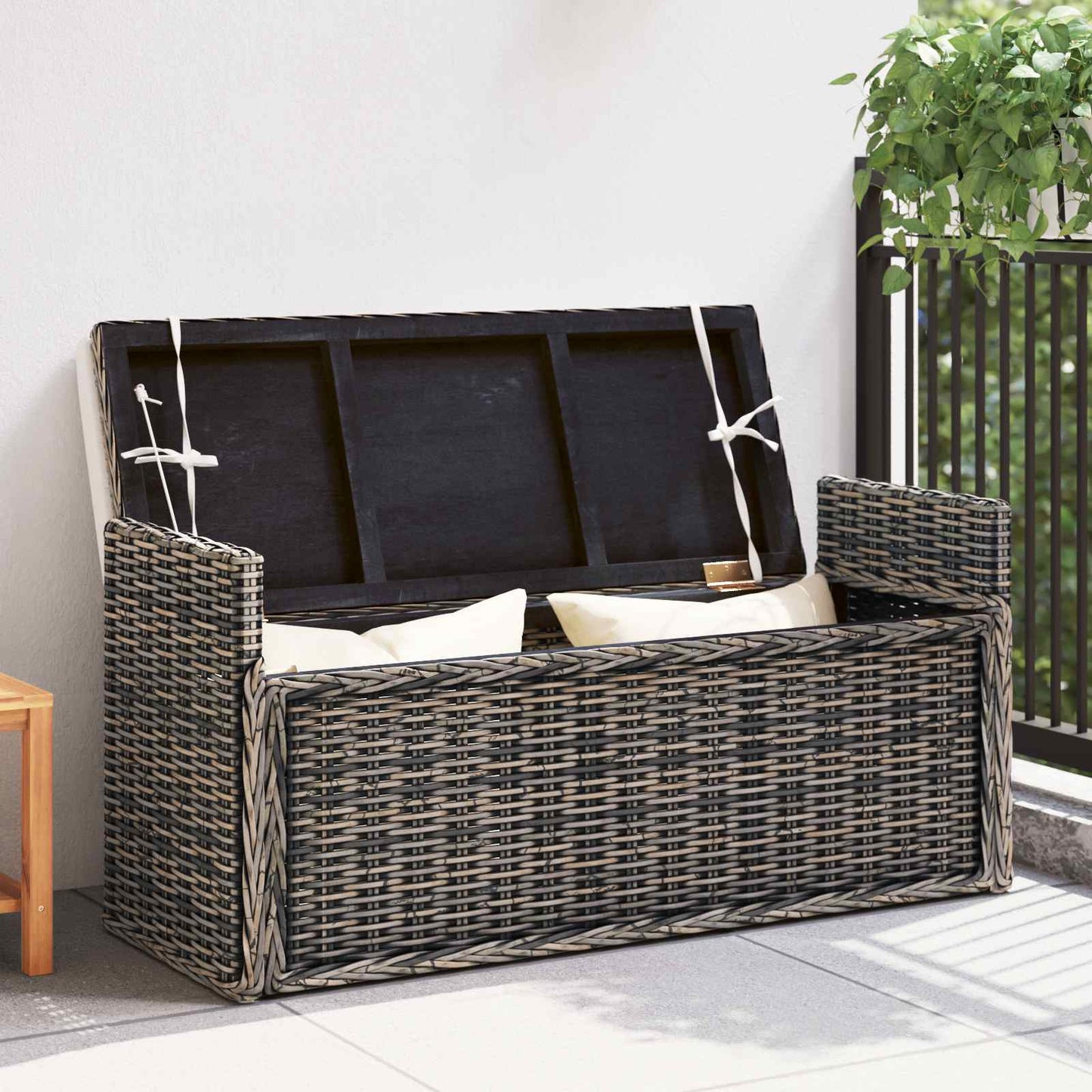 vidaXL Παγκάκι με αποθήκευση GENDT Μαύρο πλύσιμο 110 x 40 x 50 εκ
