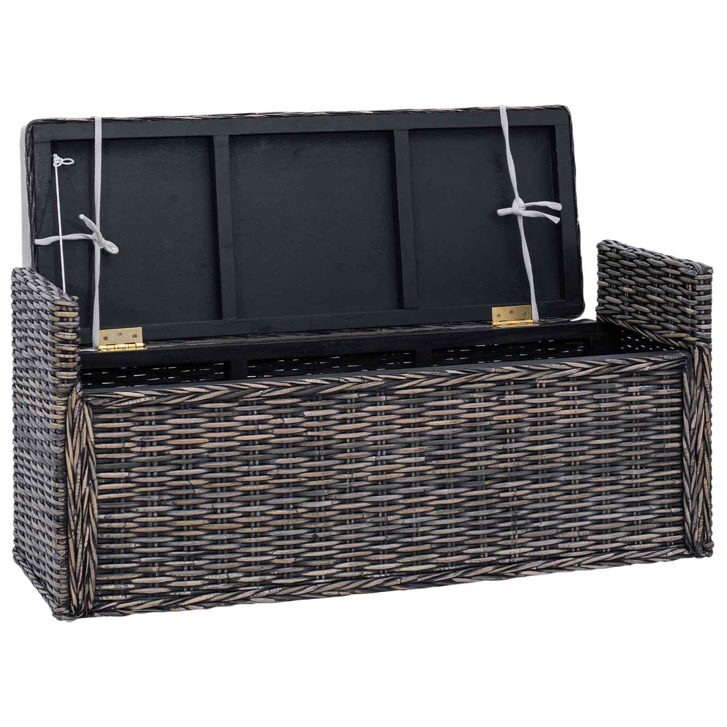 vidaXL Παγκάκι με αποθήκευση GENDT Μαύρο πλύσιμο 110 x 40 x 50 εκ