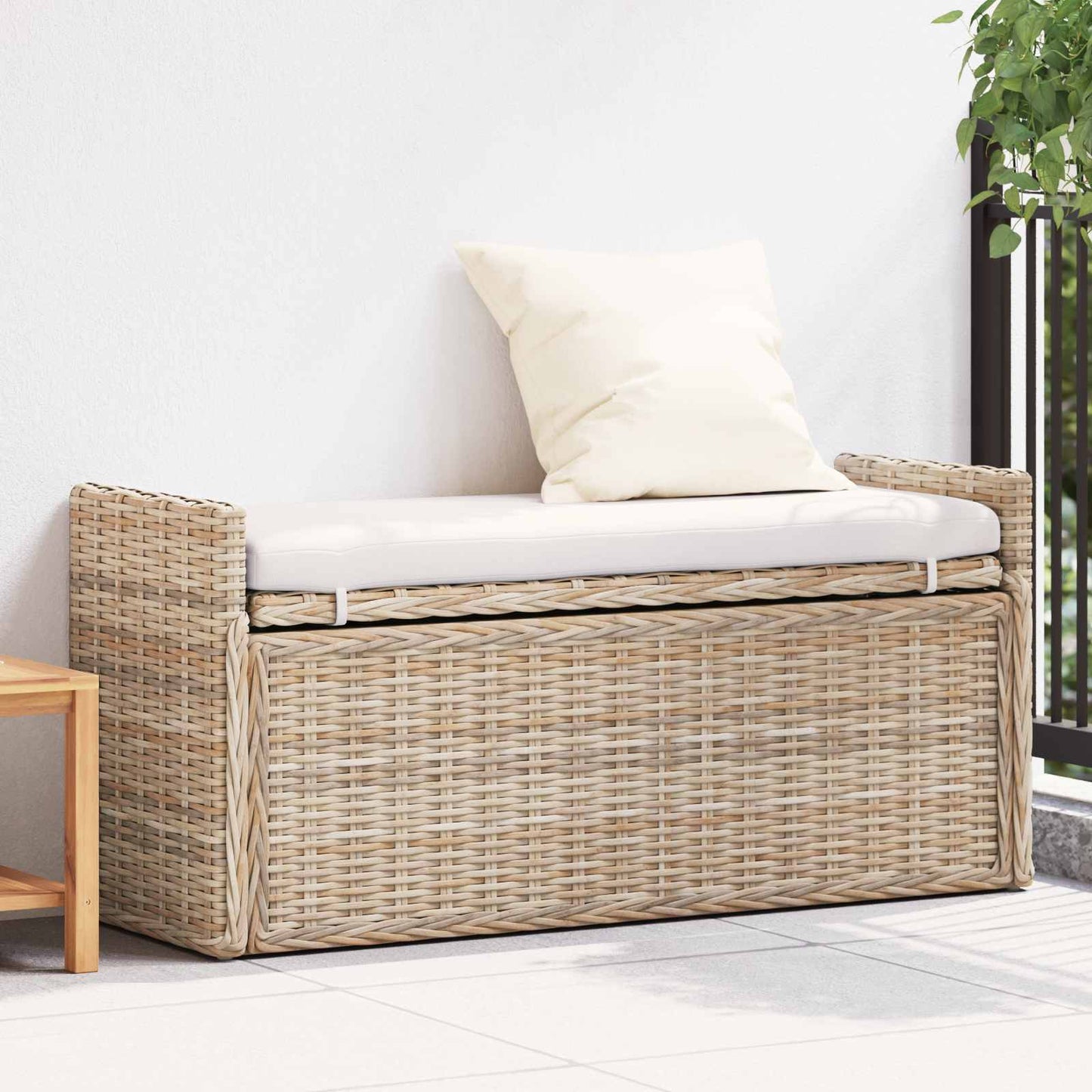 vidaXL Παγκάκι με αποθήκευση GENDT Φυσικό 110 x 40 x 50 εκ Ρατάν