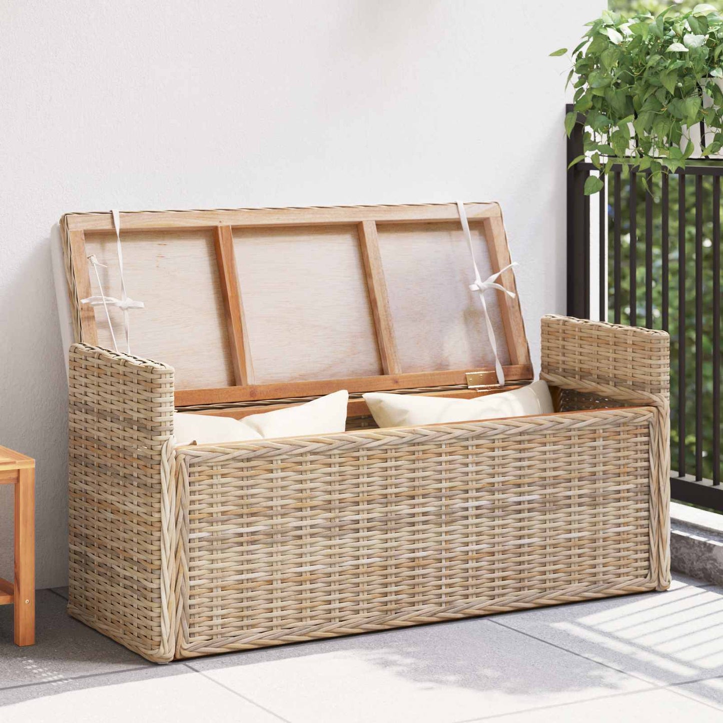 vidaXL Παγκάκι με αποθήκευση GENDT Φυσικό 110 x 40 x 50 εκ Ρατάν