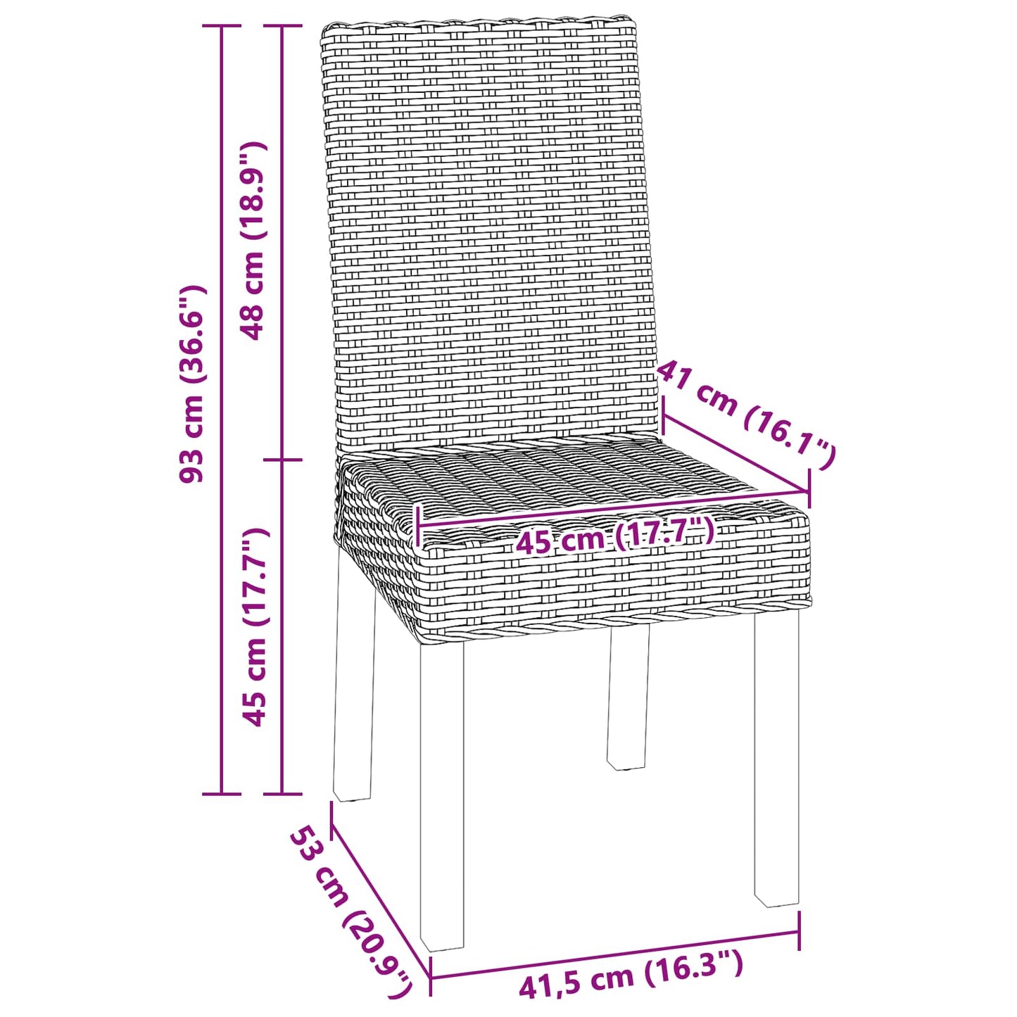 vidaXL Καρέκλα τραπεζαρίας 2 pcs Μαύρο πλύσιμο 45 x 54 x 93 εκ