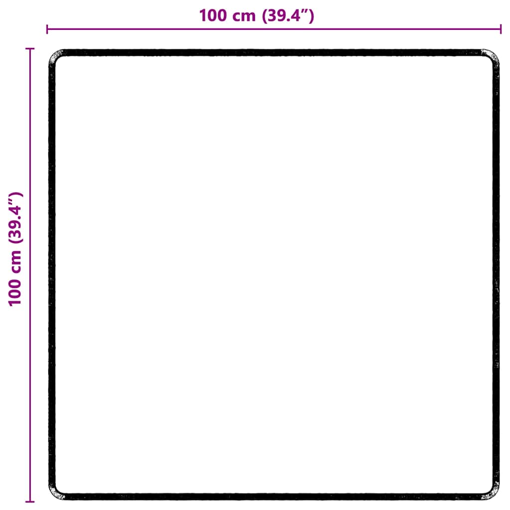 vidaXL Δερμάτινο Χαλί Μαύρο 100 x 100 cm 100% Πολυπροπυλένιο Τούφτα