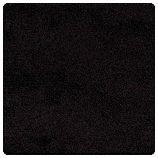 vidaXL Δερμάτινο Χαλί Μαύρο 100 x 100 cm 100% Πολυπροπυλένιο Τούφτα