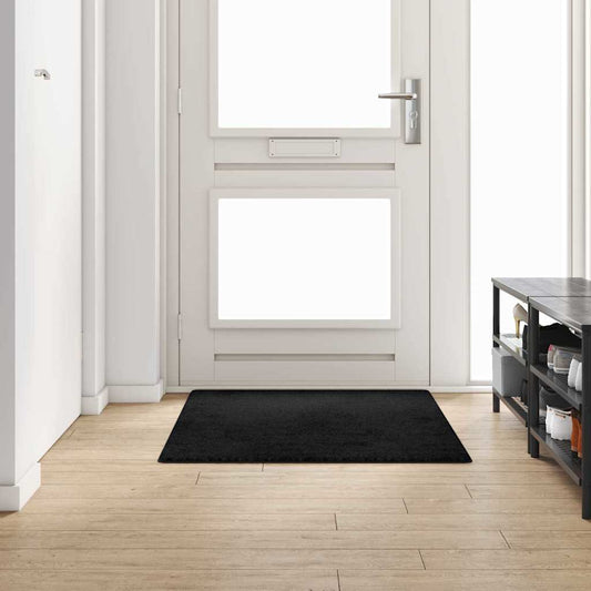 vidaXL Δερμάτινο Χαλί Μαύρο 100 x 150 cm 100% Πολυπροπυλένιο Τούφτα