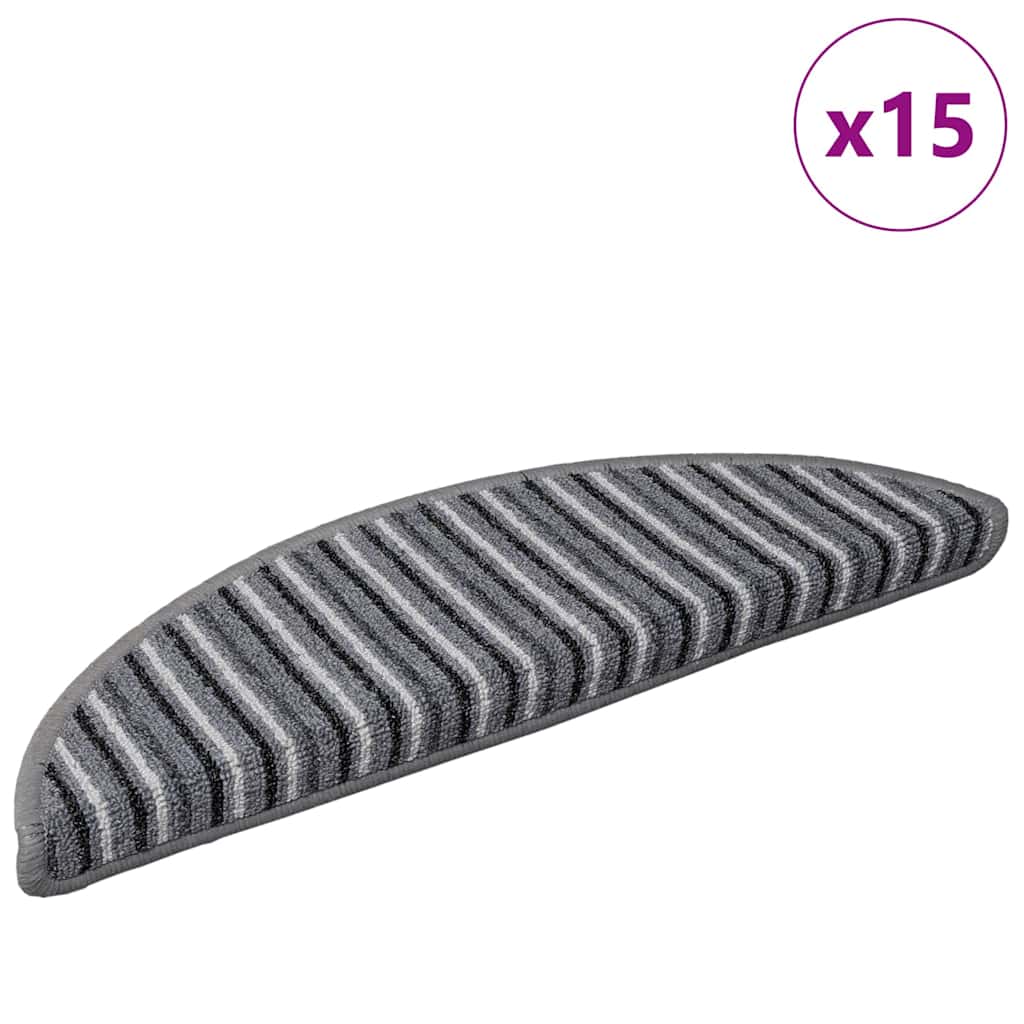 vidaXL Αυτοκόλλητα Ματ Σκαλοπατιών 15 pcs Γκρι 56 x 17 x 3 cm