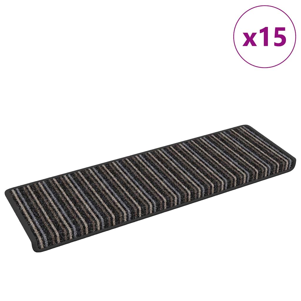 vidaXL Αυτοκόλλητα Ματ Σκαλοπατιών Ριγέ 15 pcs Ανθρακί 65 x 21 x 4 cm
