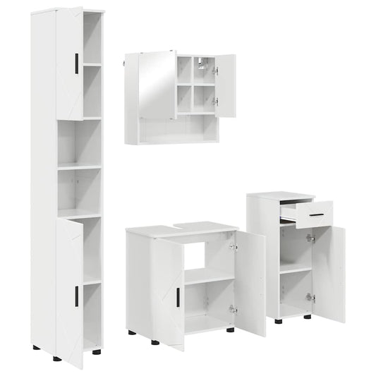 vidaXL Σετ Επίπλων Μπάνιου 4 pcs Γυαλιστερό λευκό 61 x 35 x 64 εκ.