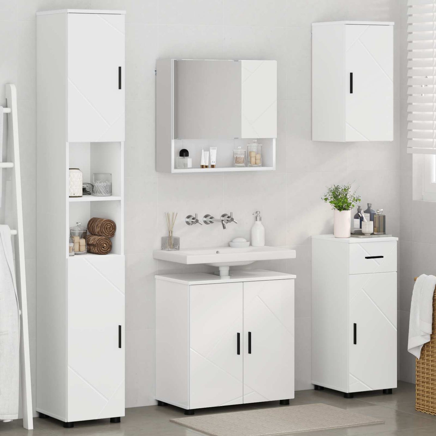 vidaXL Σετ Επίπλων Μπάνιου 5 τμχ. Λευκό 61 x 35 x 64 εκ.
