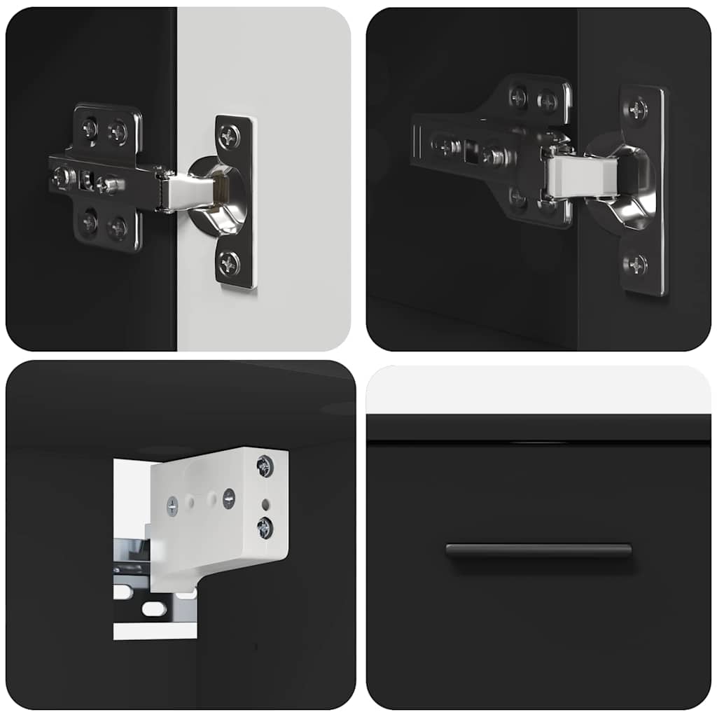 vidaXL Σετ Επίπλων Μπάνιου με συρτάρι 2 pcs Μαύρο 76,5 x 35 x 64 εκ