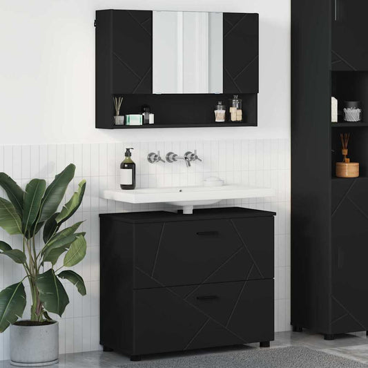 vidaXL Σετ Επίπλων Μπάνιου 2 τμχ. Μαύρο 76,5 x 35 x 64 εκ