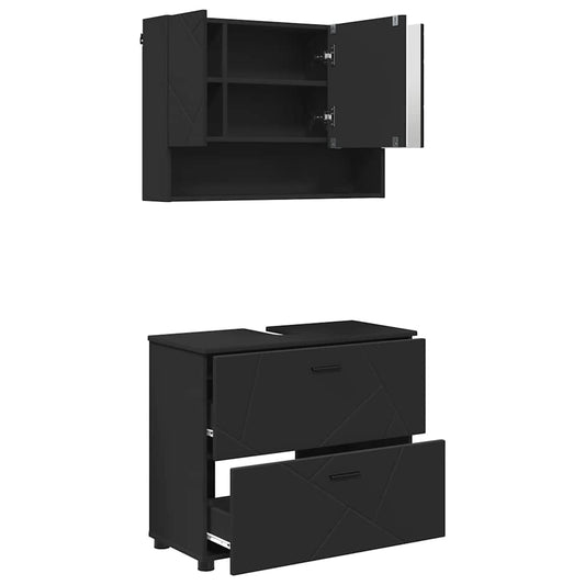 vidaXL Σετ Επίπλων Μπάνιου 2 τμχ. Μαύρο 76,5 x 35 x 64 εκ