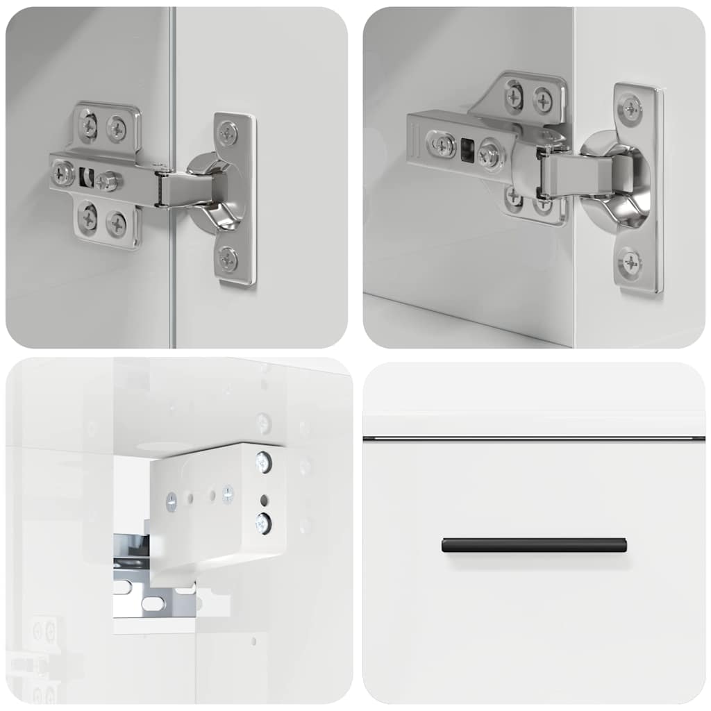 vidaXL Σετ Επίπλων Μπάνιου 2 pcs Γυαλιστερό λευκό 76,5 x 35 x 64 εκ