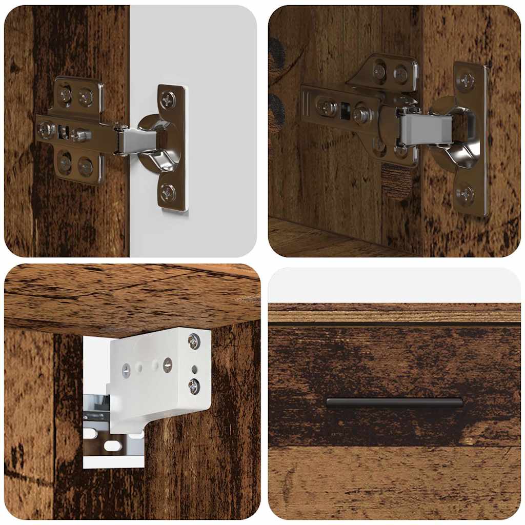 vidaXL Σετ Επίπλων Μπάνιου με ράφι 2 pcs Παλαιό ξύλο 76,5 x 35 x 64 εκ