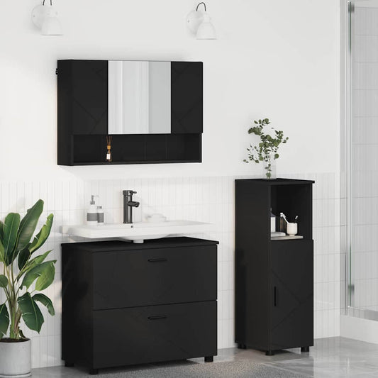 vidaXL Σετ Επίπλων Μπάνιου 3 τμχ. Μαύρο 76,5 x 35 x 64 εκ