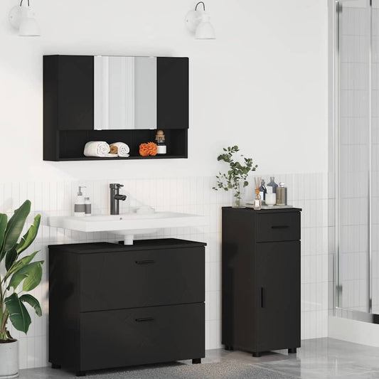 vidaXL Σετ Επίπλων Μπάνιου 3 τμχ. Μαύρο 76,5 x 35 x 64 εκ