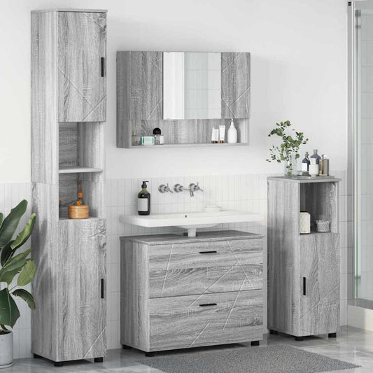 vidaXL Σετ Επίπλων Μπάνιου 4 τμχ. Γκρίζο Σονομα 35 x 30 x 192 εκ