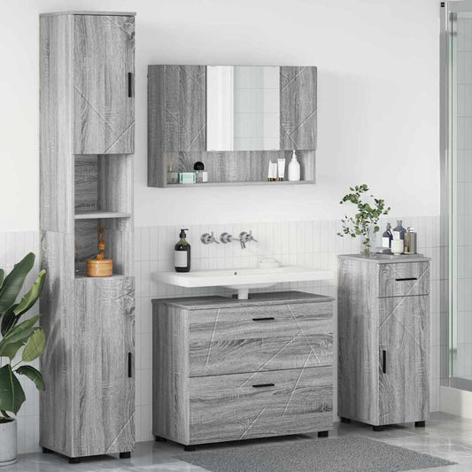vidaXL Σετ Επίπλων Μπάνιου 4 τμχ. Γκρίζο Σονομα 35 x 30 x 192 εκ