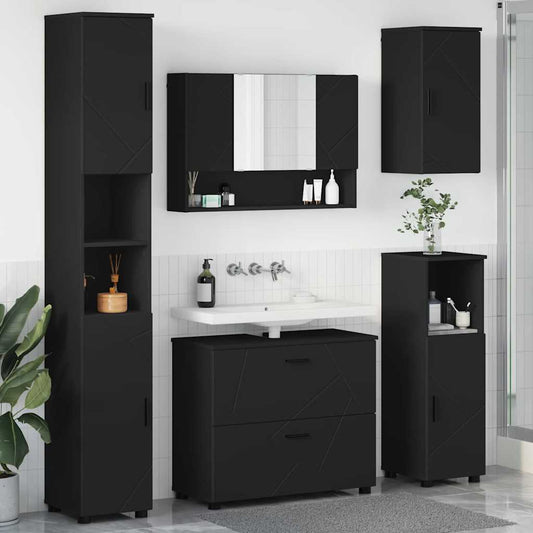 vidaXL Σετ Επίπλων Μπάνιου 5 τμχ. Μαύρο 35 x 30 x 192 εκ