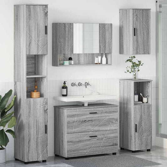 vidaXL Σετ Επίπλων Μπάνιου 5 τμχ. Γκρίζο Σονομα 35 x 30 x 192 εκ
