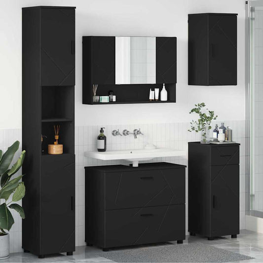 vidaXL Σετ Επίπλων Μπάνιου 5 τμχ. Μαύρο 35 x 30 x 192 εκ