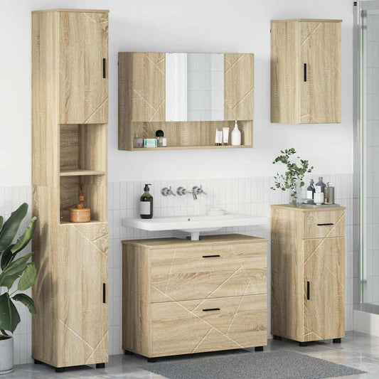 vidaXL Σετ Επίπλων Μπάνιου με συρτάρι με ράφι 5 pcs Δρύς Sonoma