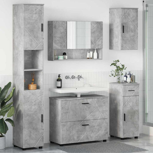 vidaXL Σετ Επίπλων Μπάνιου 5 τμχ. Σκυρόδεμα Γκρι 35 x 30 x 192 εκ