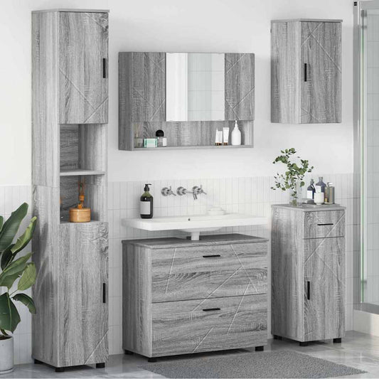 vidaXL Σετ Επίπλων Μπάνιου 5 τμχ. Γκρίζο Σονομα 35 x 30 x 192 εκ