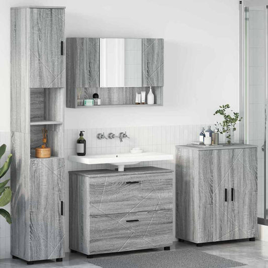 vidaXL Σετ Επίπλων Μπάνιου 4 τμχ. Γκρίζο Σονομα 35 x 30 x 192 εκ