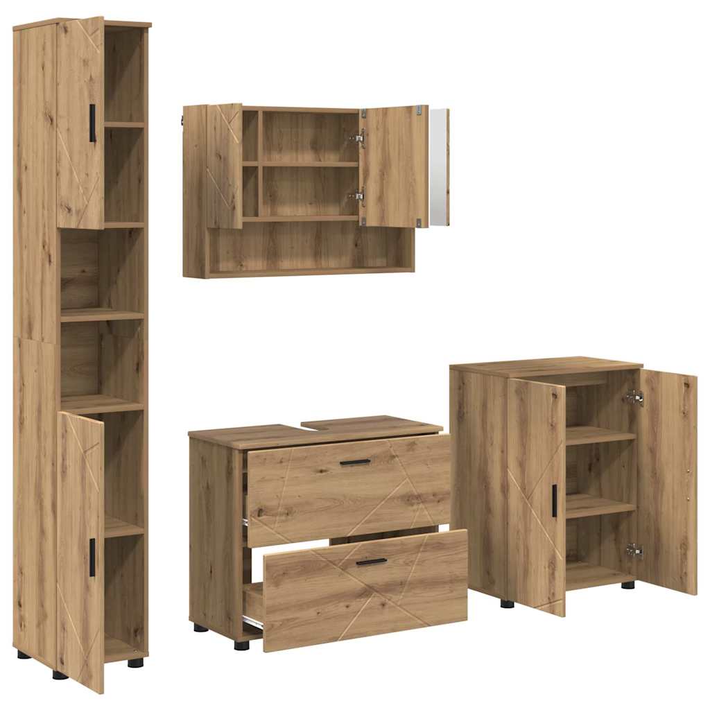 vidaXL Σετ Επίπλων Μπάνιου 4 pcs artisan δρυς 30 x 35 x 192 εκ.