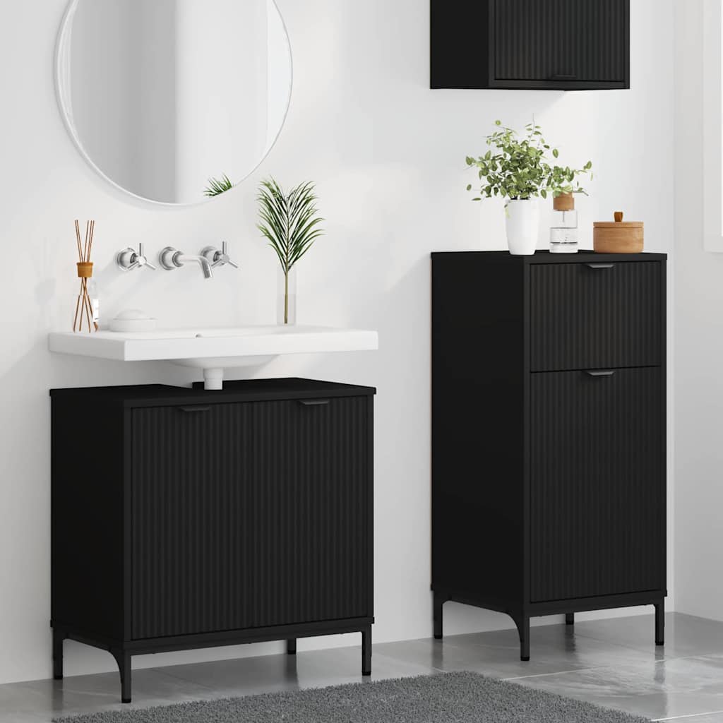 vidaXL Σετ Επίπλων Μπάνιου 2 τμχ. Μαύρο 39,5 x 36 x 88 εκ