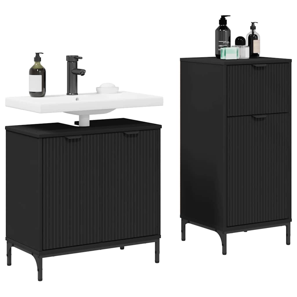 vidaXL Σετ Επίπλων Μπάνιου 2 τμχ. Μαύρο 39,5 x 36 x 88 εκ