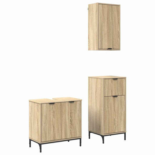 vidaXL Σετ Επίπλων Μπάνιου 3 τμχ. Δρύς Sonoma 39,5 x 36 x 88 εκ