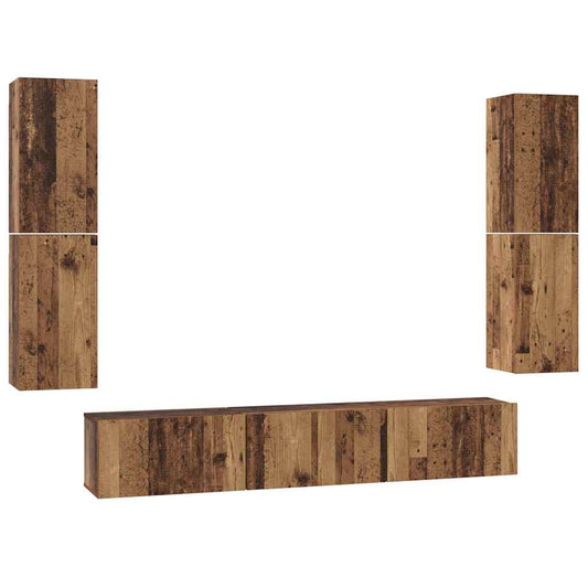 vidaXL Σετ επίπλου τηλεόρασης 7 pcs Παλαιό ξύλο 60 x 30 x 30 cm